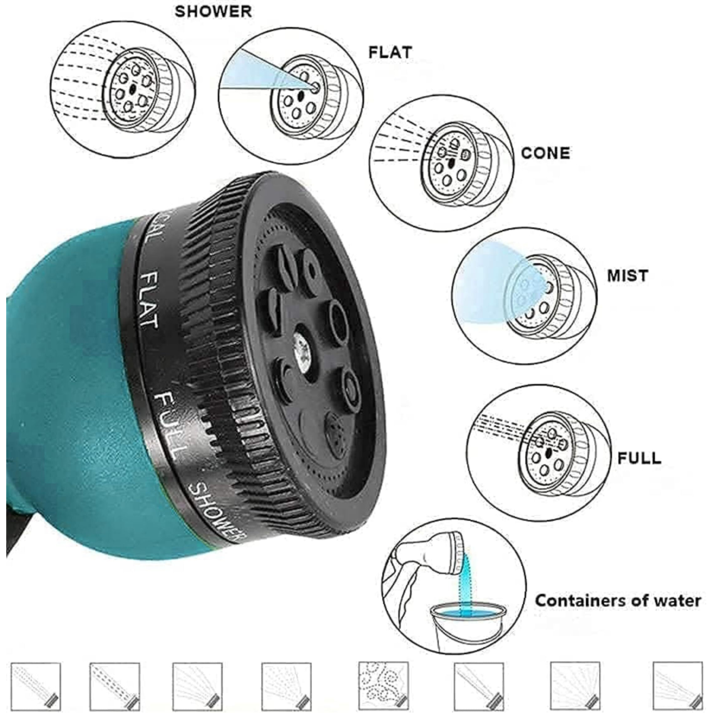 DANLITE TOOLS TECHNICIAN Plastic 3-8 Pattern Garden Water Gun Hose Nozzle Multifunctional Car Washing Water Sprayer Pipe Tube Nozzle Sprinkle Tools