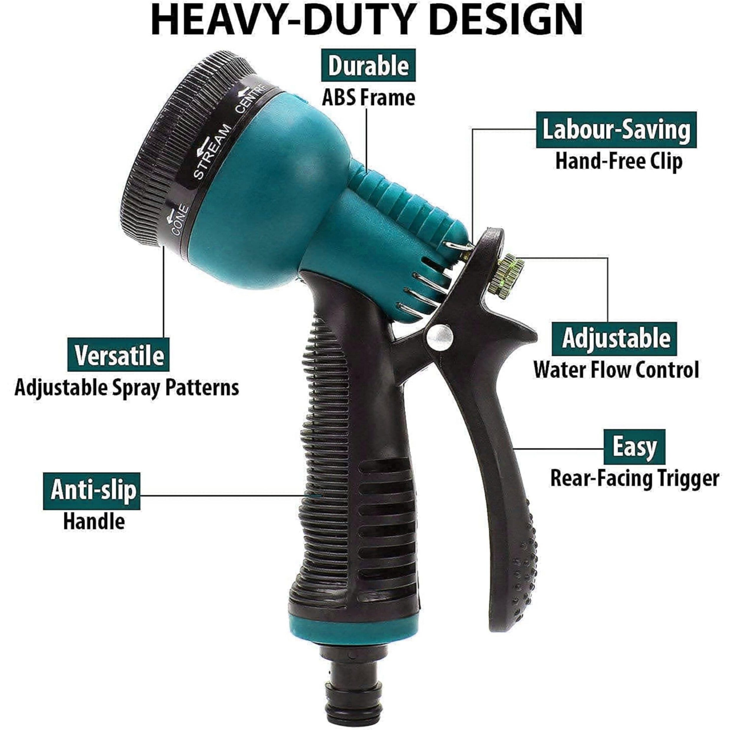 DANLITE TOOLS TECHNICIAN Plastic 3-8 Pattern Garden Water Gun Hose Nozzle Multifunctional Car Washing Water Sprayer Pipe Tube Nozzle Sprinkle Tools