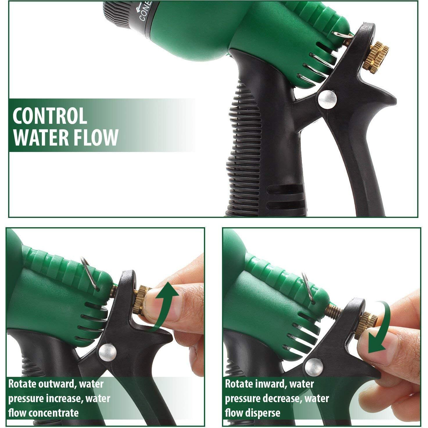 Sakoraware Garden Hose Nozzle Spray Gun Water Sprinkler with 8 Adjustable Watering Patterns- Suitable for Watering Lawn and Garden Car Bike Pets cleaning (Black and Green)