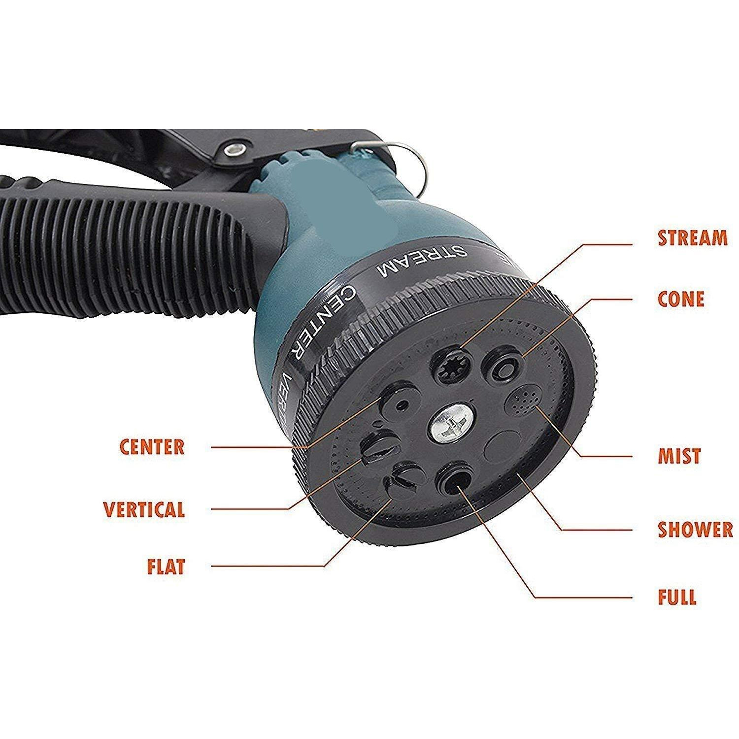 Dropware Garden Heavy-Duty Nozzle, Comfort-Grip 7 Different Spray Patterns for Watering Lawns, Washing Cars & Pets Water Spray Gun (Green)