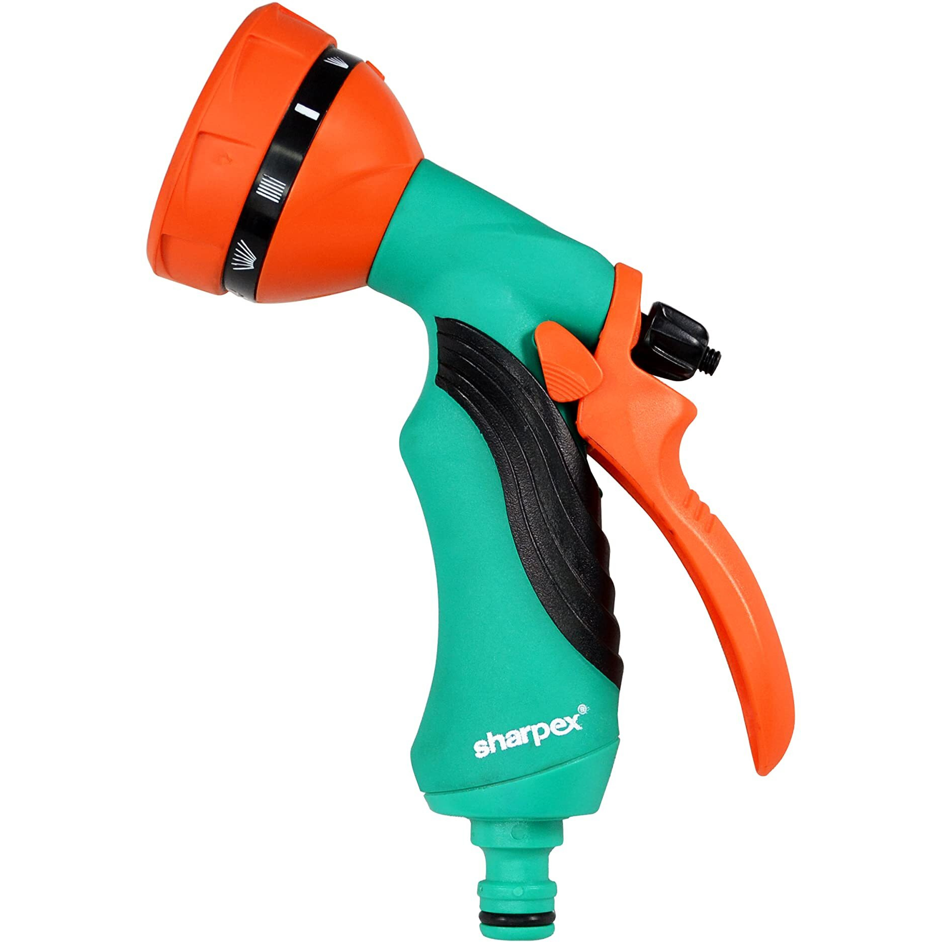 Sharpex 10 Mode Water Spray Gun for Garden Hose Nozzle, Lawn, Pet Cleaning, Car Washer, Bike Washing Spray Gun - Heavy Duty Multi Adjustable 10 Mode High Pressure Water Sprayer Gun (Orange Green)
