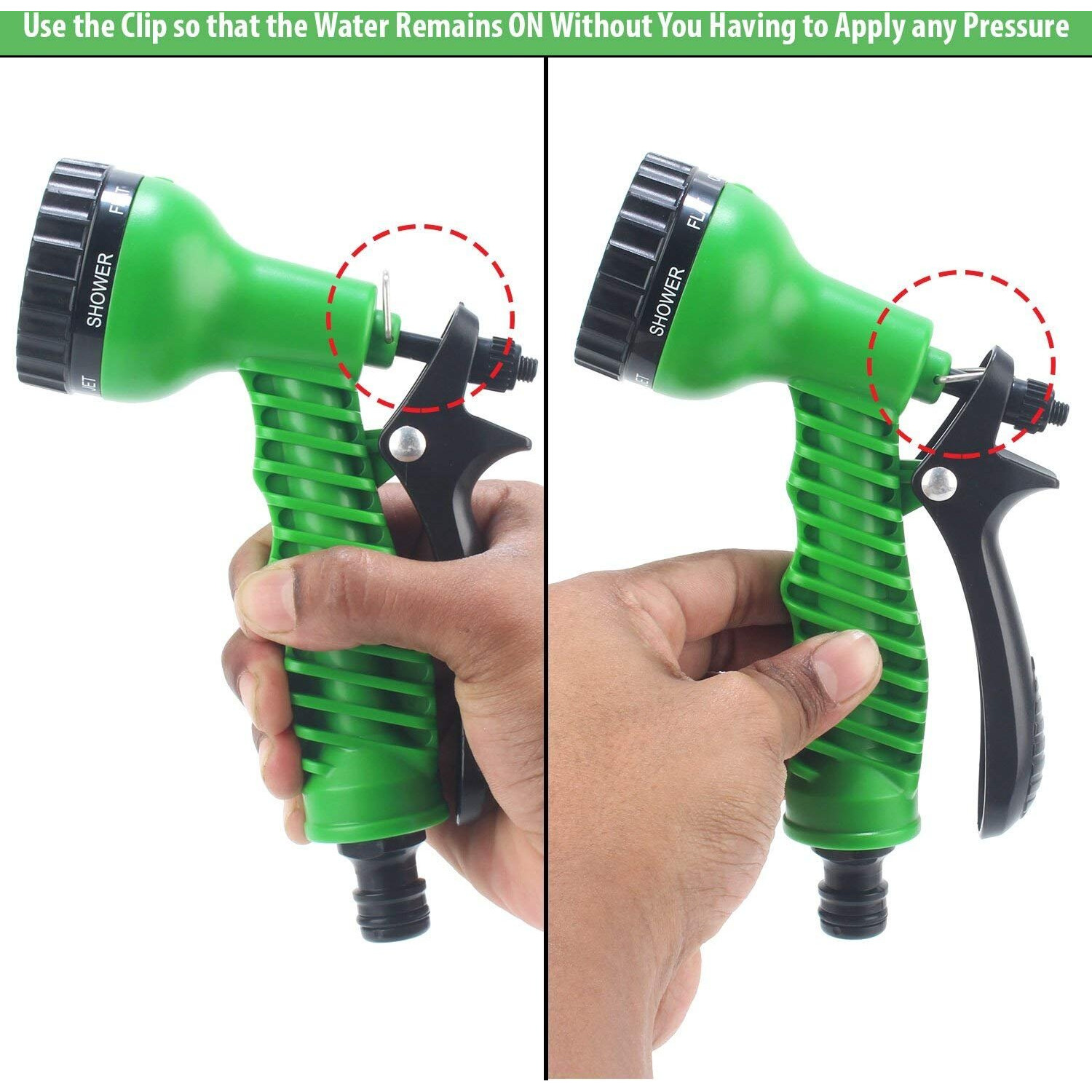 RENESMEE High Branded Garden Hose 7 Pattern High Pressure Garden Hose Nozzle Water Spray Gun With Leak Proof 3 Pcs Metal Grip Lock Gardening Washing Gun for 7 Function