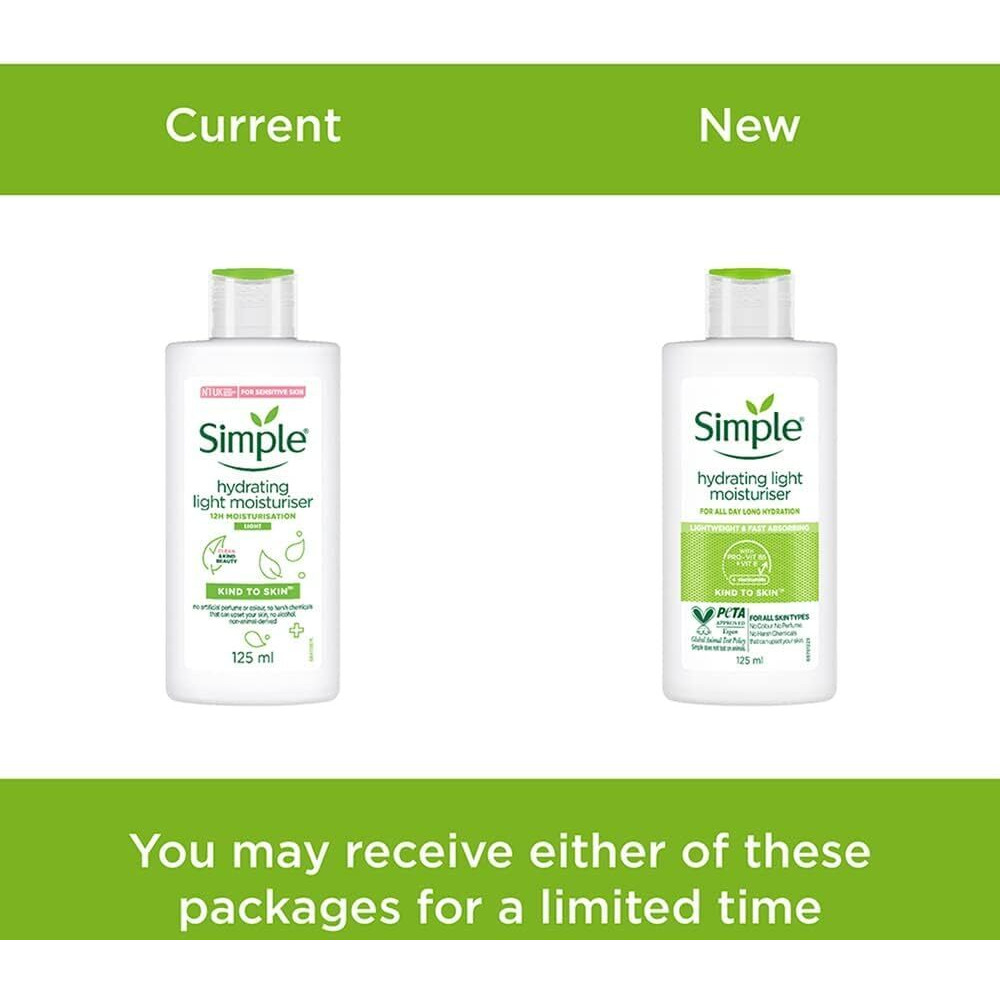 Simple Kind To Skin Hydrating Light Moisturiser Lotion 125ml | For All Day-Long Hydration | For All Skin types