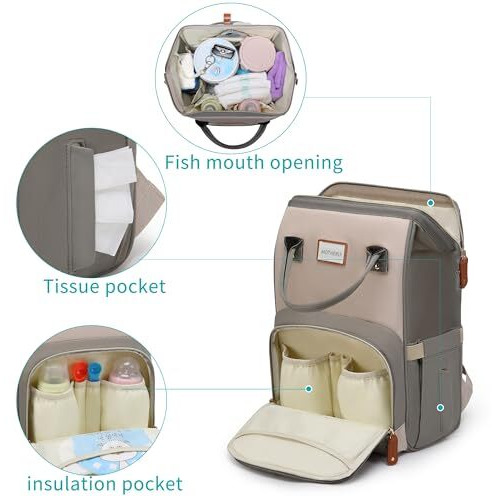 Motherly Premium Diaper Bag for Mothers for Travel, Maternity Bag for Newborn Baby, Mother Travelling Bag, Multiple Pocket Water Resistant Hospital Bag for moms (Lvory & Dark Grey)