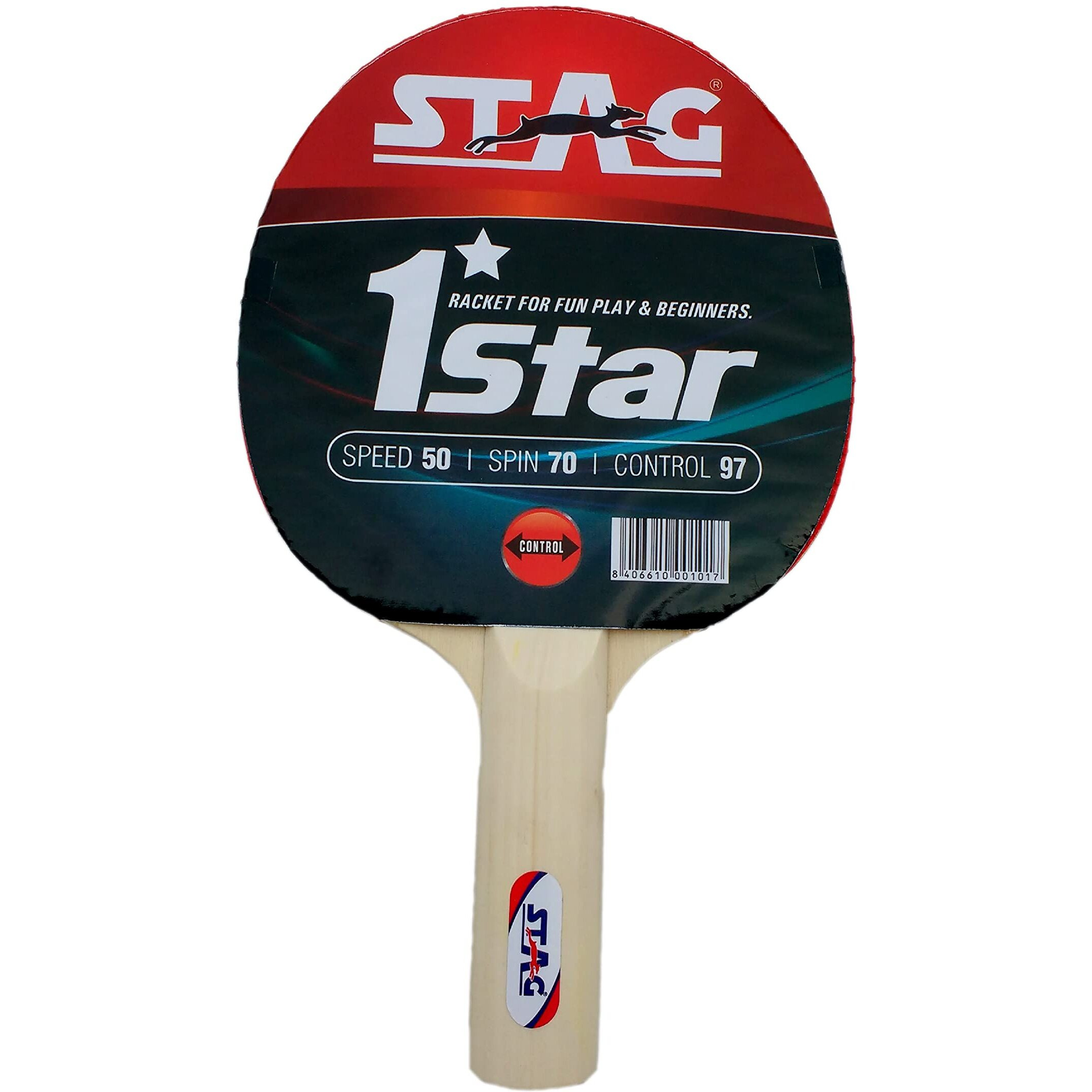 Stag 1 Star Table Tennis Racquet | 148 grams | Beginner | ITTF Approved Rubber | Multicolor Material Wood