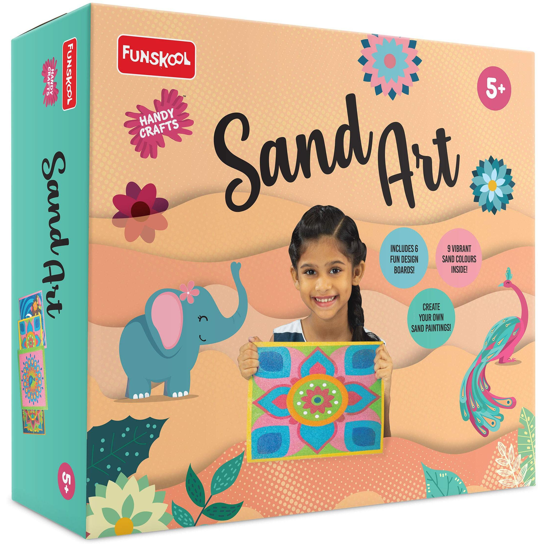 Funskool Handycrafts Handycrafts - Sand Art, Make 6 Different Paintings with Sand, 5 Years +,Art and Craft Kit, Multicolor
