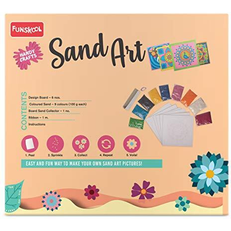 Funskool Handycrafts Handycrafts - Sand Art, Make 6 Different Paintings with Sand, 5 Years +,Art and Craft Kit, Multicolor