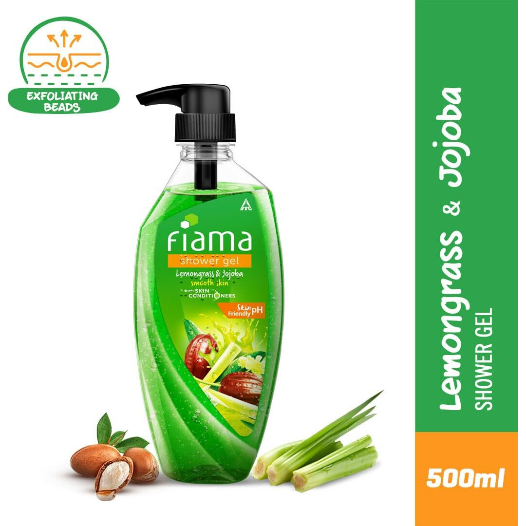 Fiama Body Wash Shower Gel Lemongrass & Jojoba, 500ml, Body Wash for Women and Men with Skin Conditioners for Smooth & Moisurised Skin, Suitable for All Skin Types