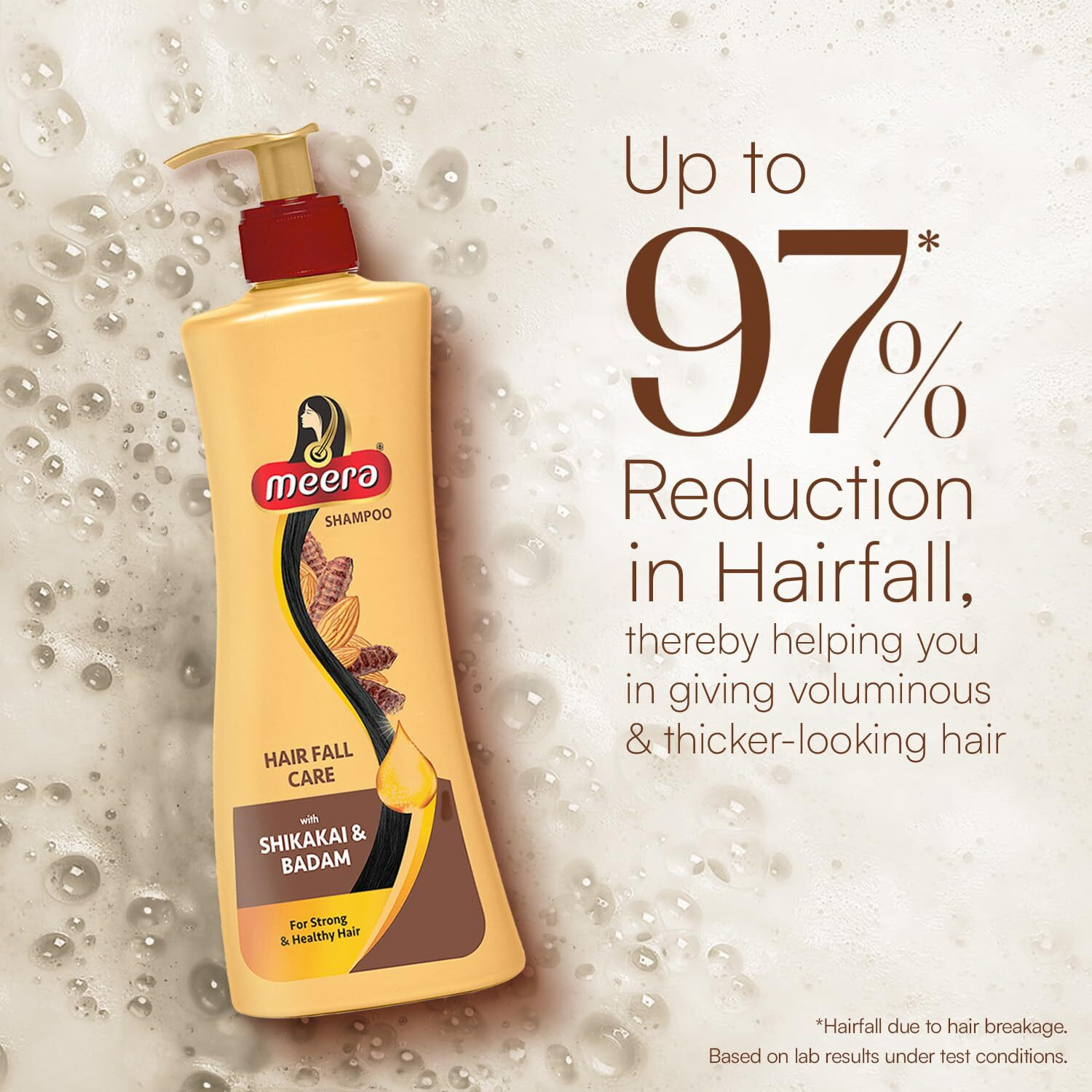 Meera Hairfall Care Shampoo, Goodness Of Badam & Shikakai, For Strong & Healthy Hair, For Men And Women, Paraben Free, 340ml