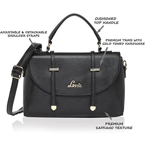 Lavie Women s Beech Flap Satchel Bag Black Ladies Purse Handbag