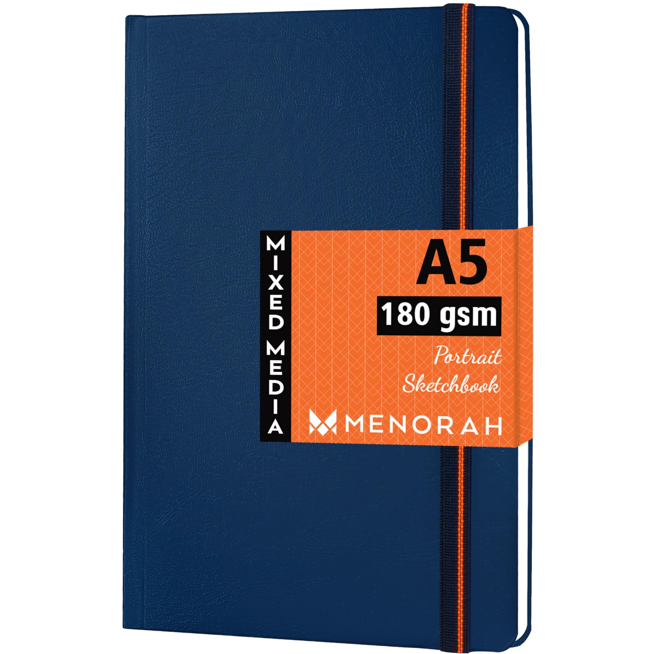 MENORAH Paper - A5 - Sketch Book For Artist - 180 Gsm (100 Pages / 50 Sheets) - Artist Drawing Book - (21.0Cm X 14.8Cm) - Hard Case Bound - Completely Handmade - Portrait(Blue), Oil Paint