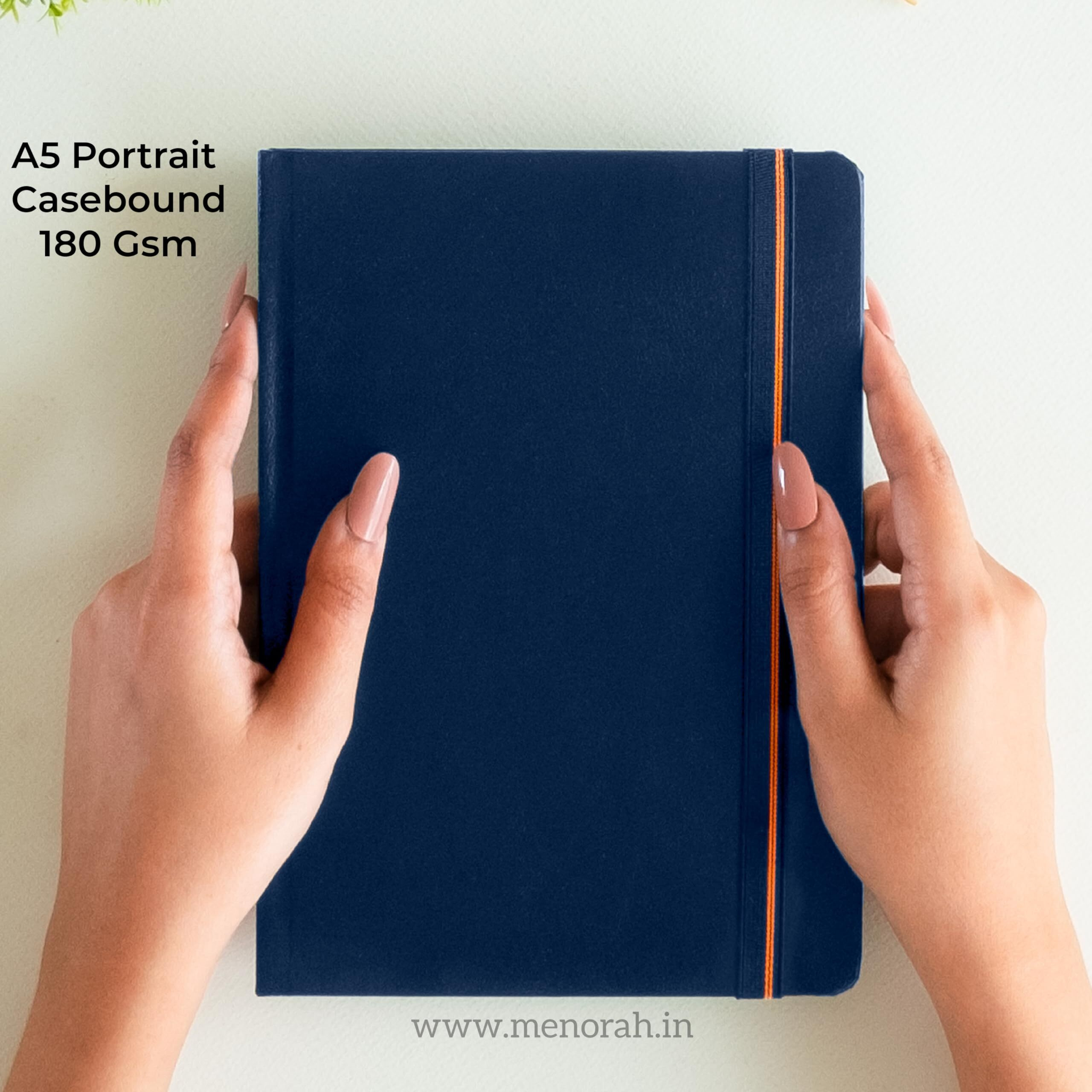 MENORAH Paper - A5 - Sketch Book For Artist - 180 Gsm (100 Pages / 50 Sheets) - Artist Drawing Book - (21.0Cm X 14.8Cm) - Hard Case Bound - Completely Handmade - Portrait(Blue), Oil Paint
