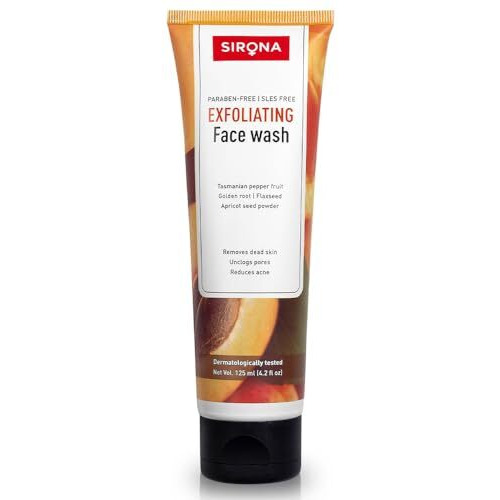 Sirona Natural Exfoliating Face Wash for Men & Women - 125 ml | Suitable For All Skin Type