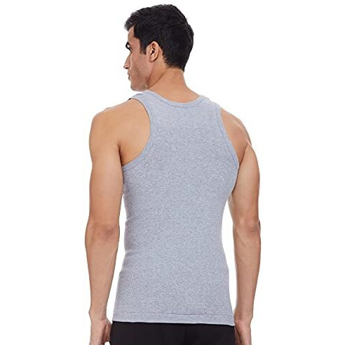 Dixcy Scott Originals Mens Round Neck Sleeveless Body Fit Solid Vest - Victory Vest(Grey And Grey - Pack of 2 )-L