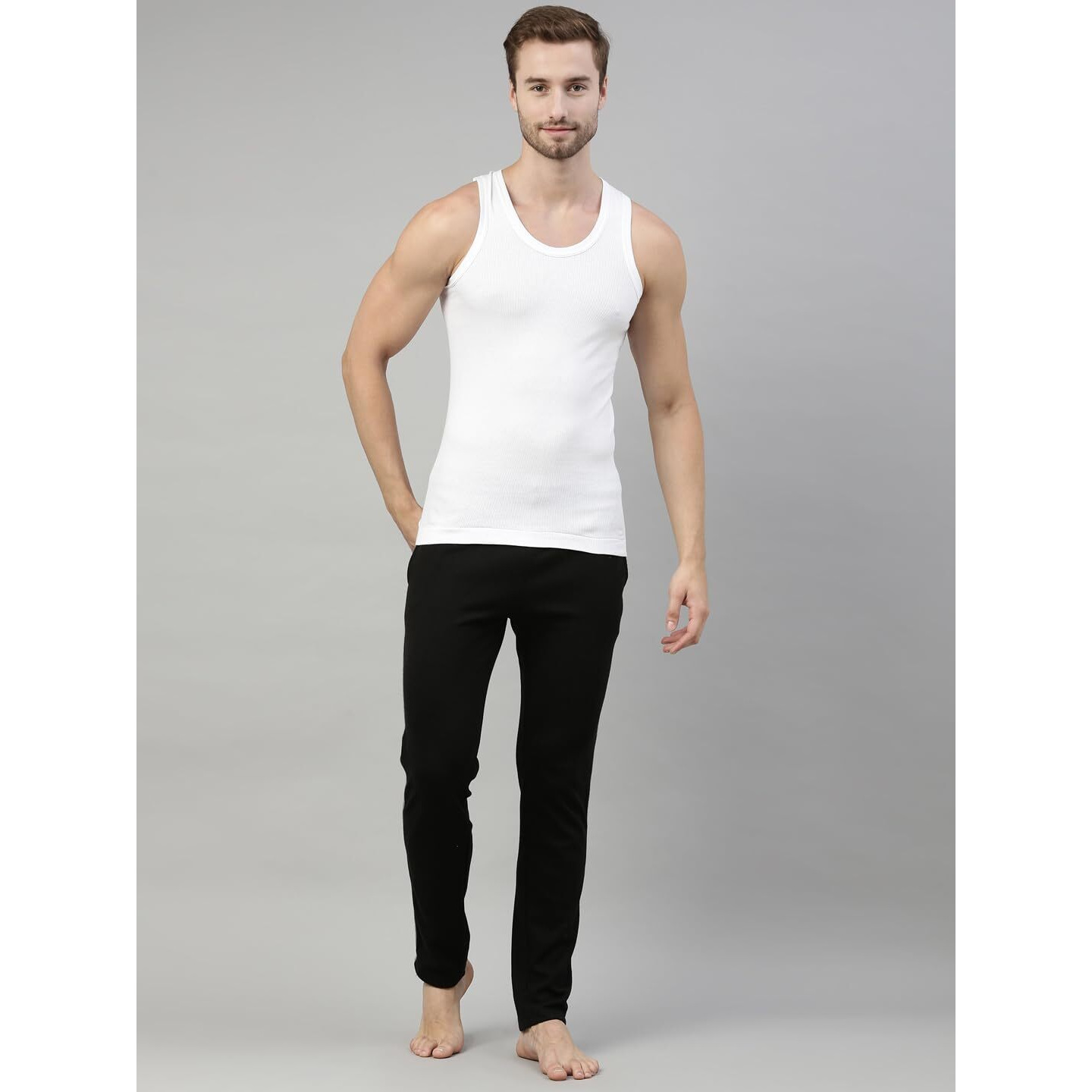 Dixcy Scott Originals Men s Round Neck Sleeveless Body Fit Solid Regular Fit Vest - Victory Vest(White And White - Pack Of 2 )-Large