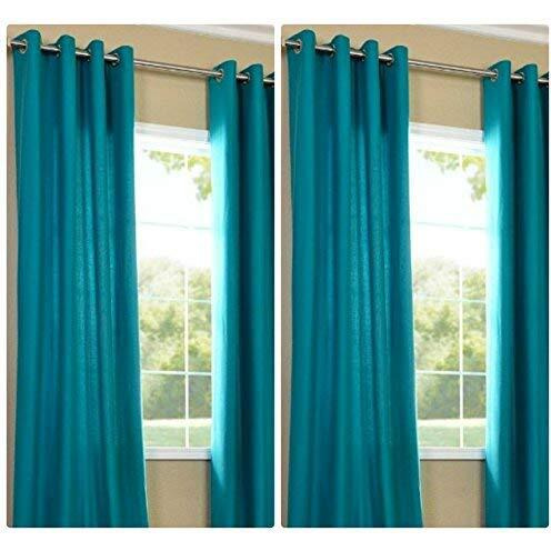 Exporthub Polyester & Polyester Blend Solid Grommet Eyelet Curtain For Long Door, Long Door- 8 Ft, Blue, Pack of 4