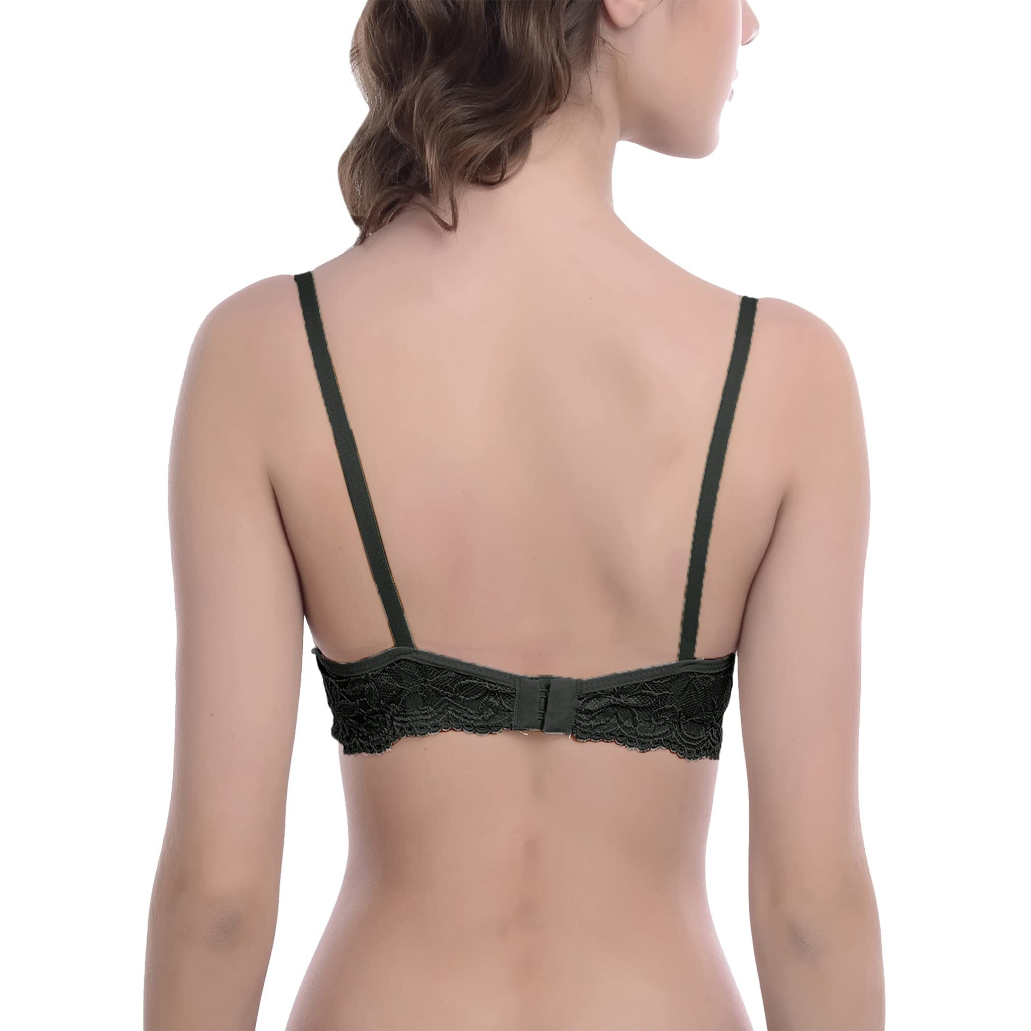 FIMS - Fashion is my style Women s Padded Lace Cotton Non Wired Full Coverage T-Shirt Bra Shaper Bra Push up Bra Teenage Bra Regular Use Bra Comfortable Bra Black-Size 40