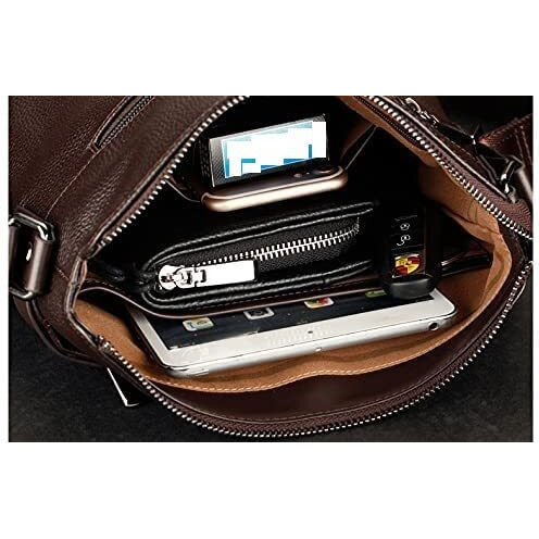 BROGBUS HANDBAG pu Leather Men Bag Casual Business Messenger Bag for Cross body Bag Male Shoulder Bags (Brown, L- 10.05inch H- 11.5inch W- 3inch)
