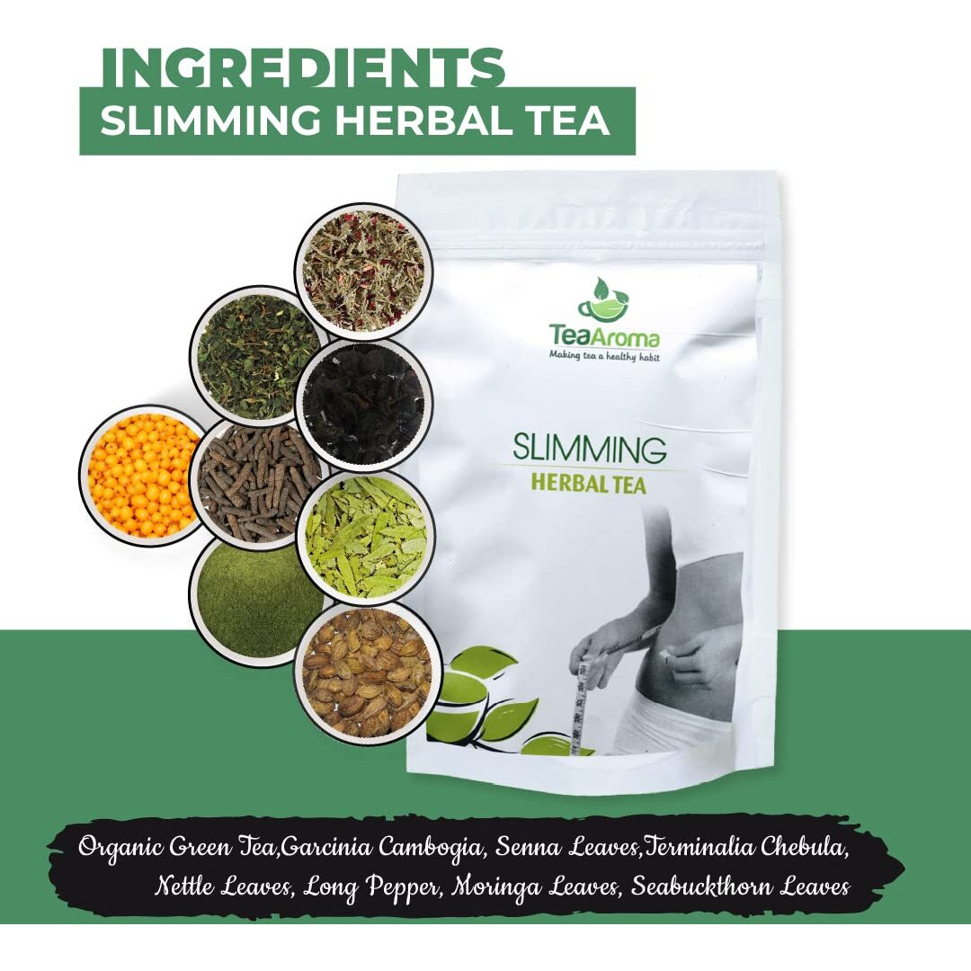 Tea Aroma - Weight Management tea | Infused with 18 Herbs Powerful proven combination - Senna Leaves, Terminalia Chebula, Garcinia Cpmbogia, Long Pepper, Nettle Leaves , Cinnamon Sticks, umin Seeds - 100g