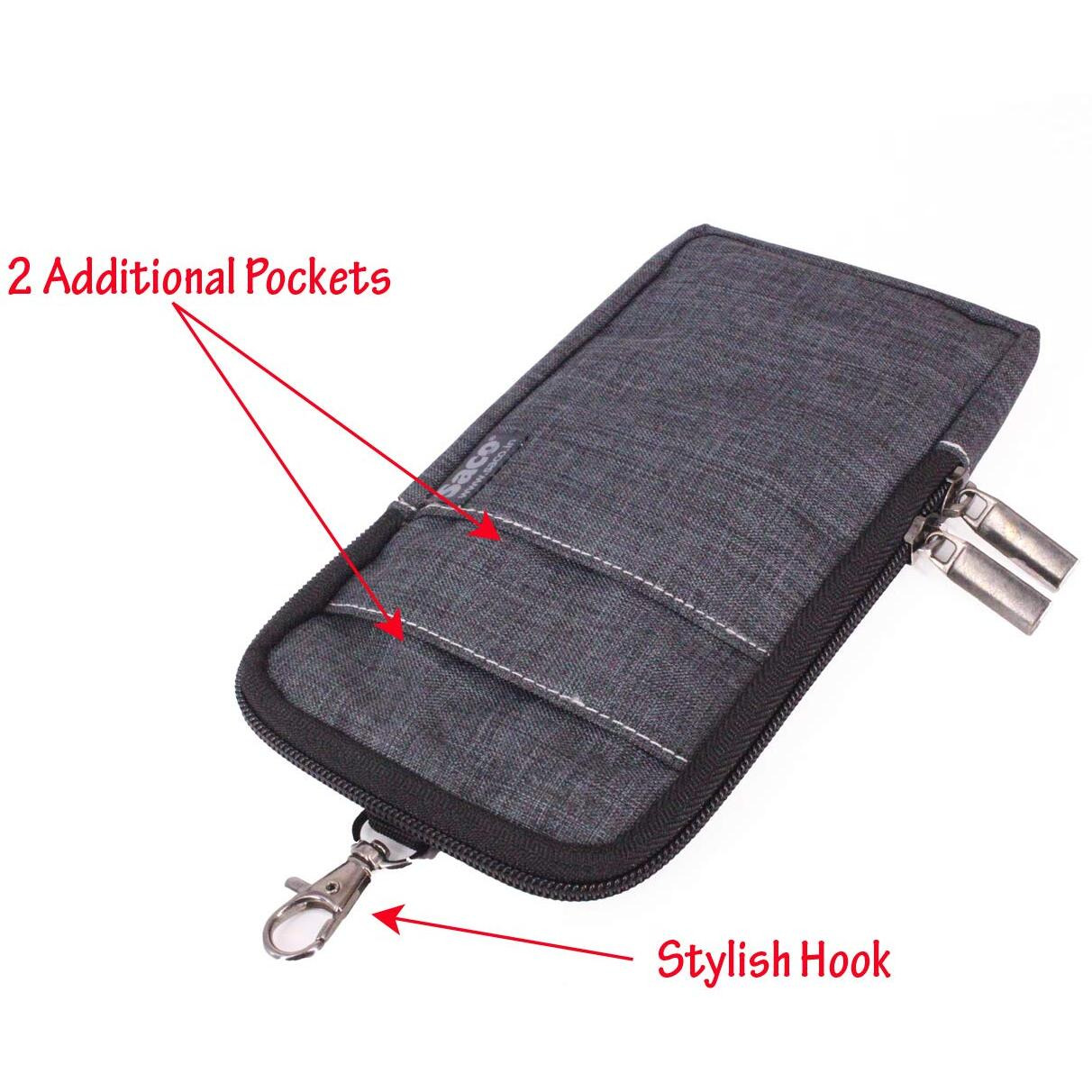 Saco Outdoor Tactical Holster Universal Multipurpose Tactical Cover | Mobile Carry Case Pouch Belt Waist Bag for Apple Samsung OnePlus Oppo Vivo Redmi Xiaomi Smartphone up to 6.7 Inch - Grey