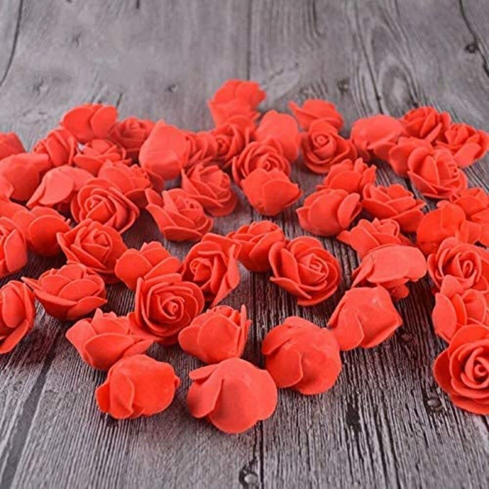 SATYAM KRAFT 50 Pcs Artificial Rose Foam Head Flowers for Home Decor, Wedding Decorations, Pooja, Floating Bouquets, and Ideal for Mandir, Gifts, Backdrop,Festivals and DIY Craft (Foam)(Red &White)