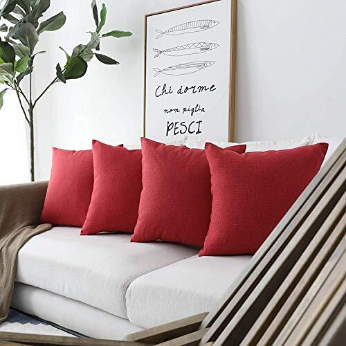 Khooti Jute Cushion Cover, 14x14 (Red)(Pack of 3)