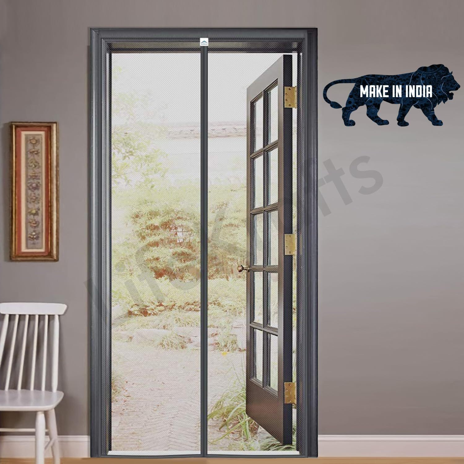 LifeKrafts Polyester Magnetic Mosquito Net for Door | Mosquito Curtain for All Door Types & Sizes | Auto-Closing Insect Screen to Keep Mosquito Out (210x100 cms, Grey)