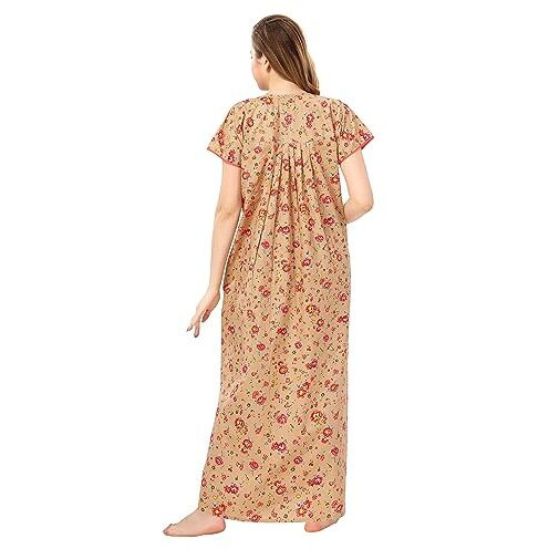 Soulemo Women Cotton Beige Maxi Nighty 499Rxxl (Size - XXL)