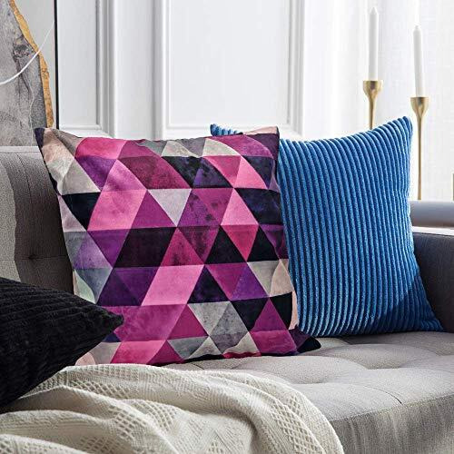 Khooti Velvet Cushion Cover, 28x28 (Triangular Pink)(Pack of 3)
