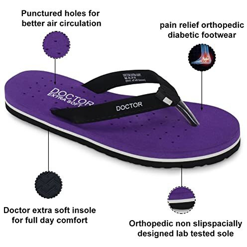 DOCTOR EXTRA SOFT Women s Orthopedic Slipper (Purple_3 UK)