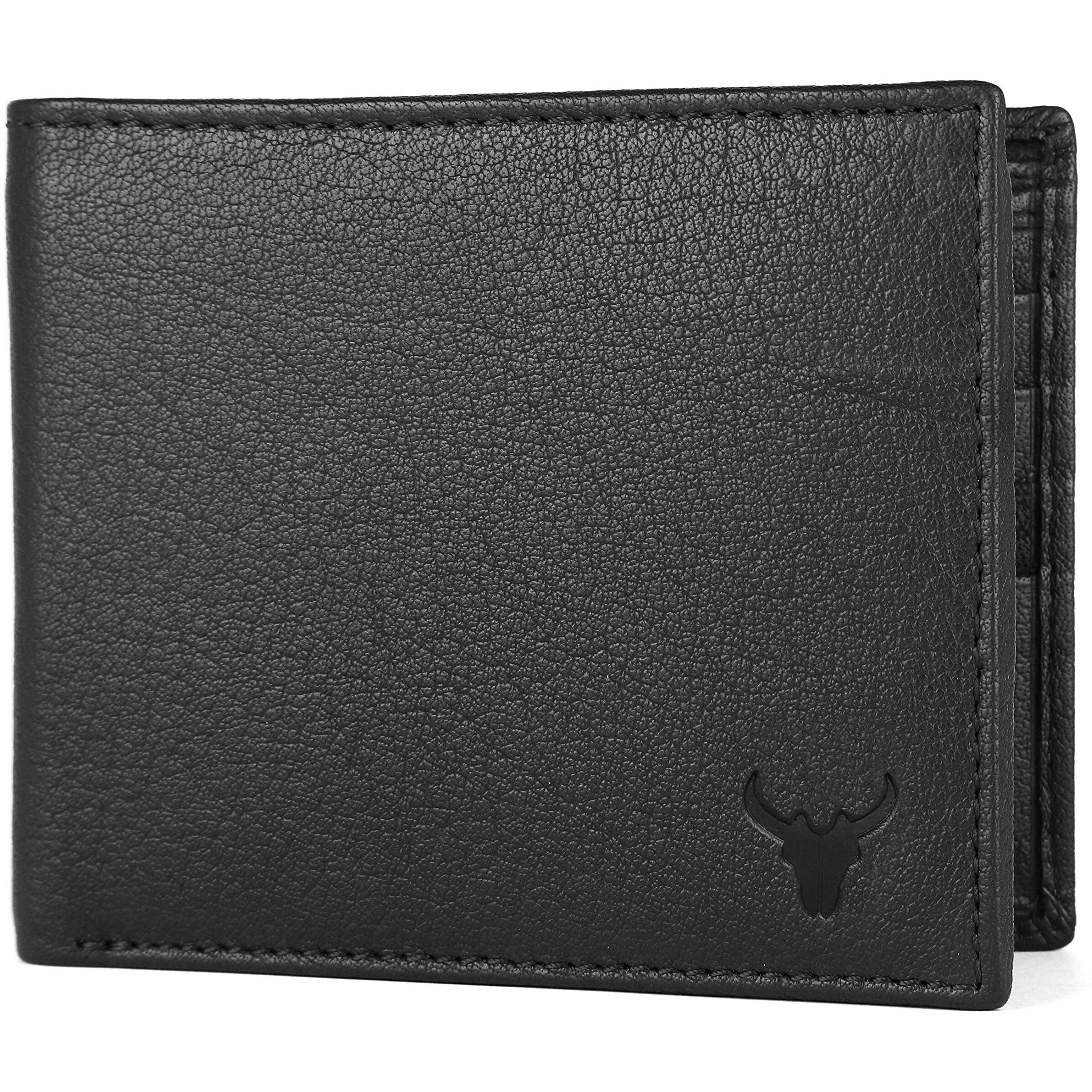 NAPA HIDE Leather Wallet for Men I Handcrafted I Credit/Debit Card Slots I 2 Currency Compartments I 2 Secret Compartments (Black)