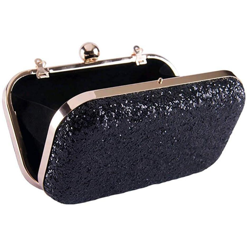 TOOBA Women Handicraft Hand Embroidered Box Clutch Bag Purse For Bridal, Casual, Wedding (Black)