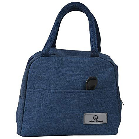 Yellow Weaves Insulated Travel Lunch/Tiffin/Storage Bag for Office, College & School (Blue, Canvas Cloth), 7875 Cubic Centimeters