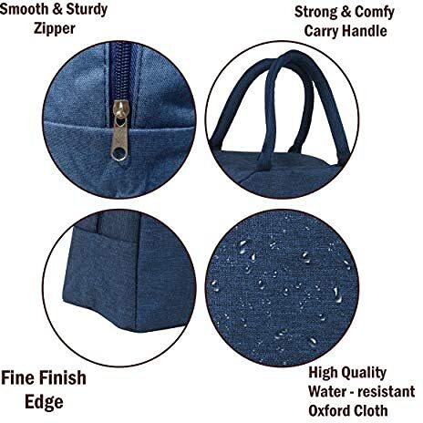 Yellow Weaves Insulated Travel Lunch/Tiffin/Storage Bag for Office, College & School (Blue, Canvas Cloth), 7875 Cubic Centimeters