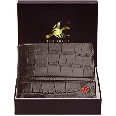 HORNBULL Denial Brown Embossed Leather Wallet for Men | Wallets Men with RFID Blocking | Mens Wallet Leather