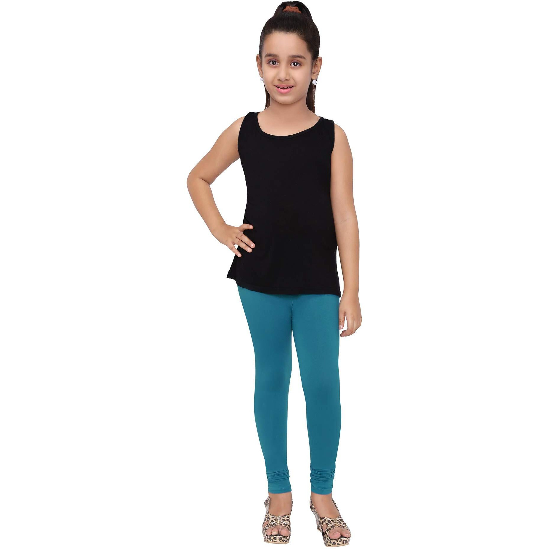 Robinbosky Premium Girls Blue Leggings(13-14 Years(38), PEACOCKBLUE)