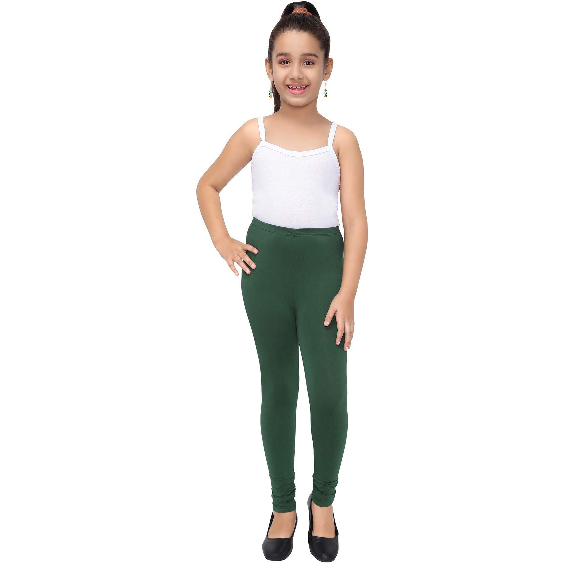 Robinbosky Premium Girls Green Leggings(13-14 Years(38), BOTTLEGREEN)