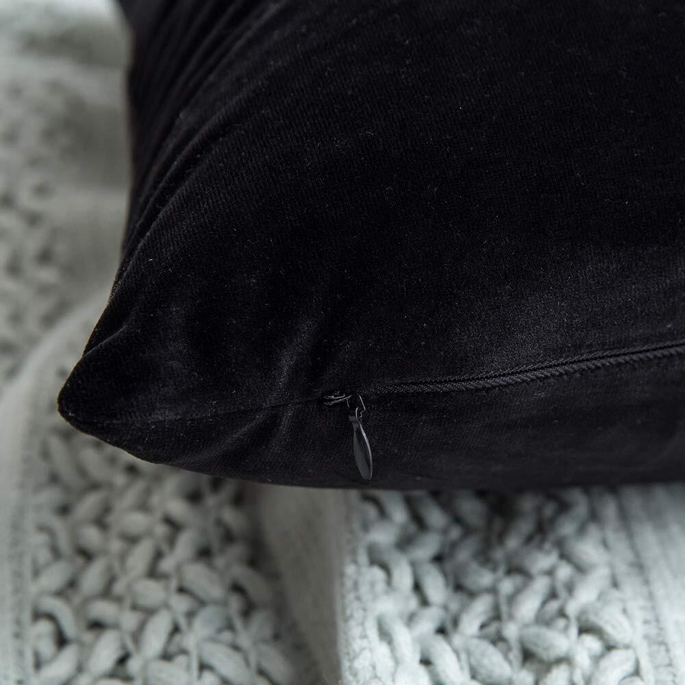 Khooti Rectangular Velvet Cushion Cover, 20x30 (Black)(Pack of 1)