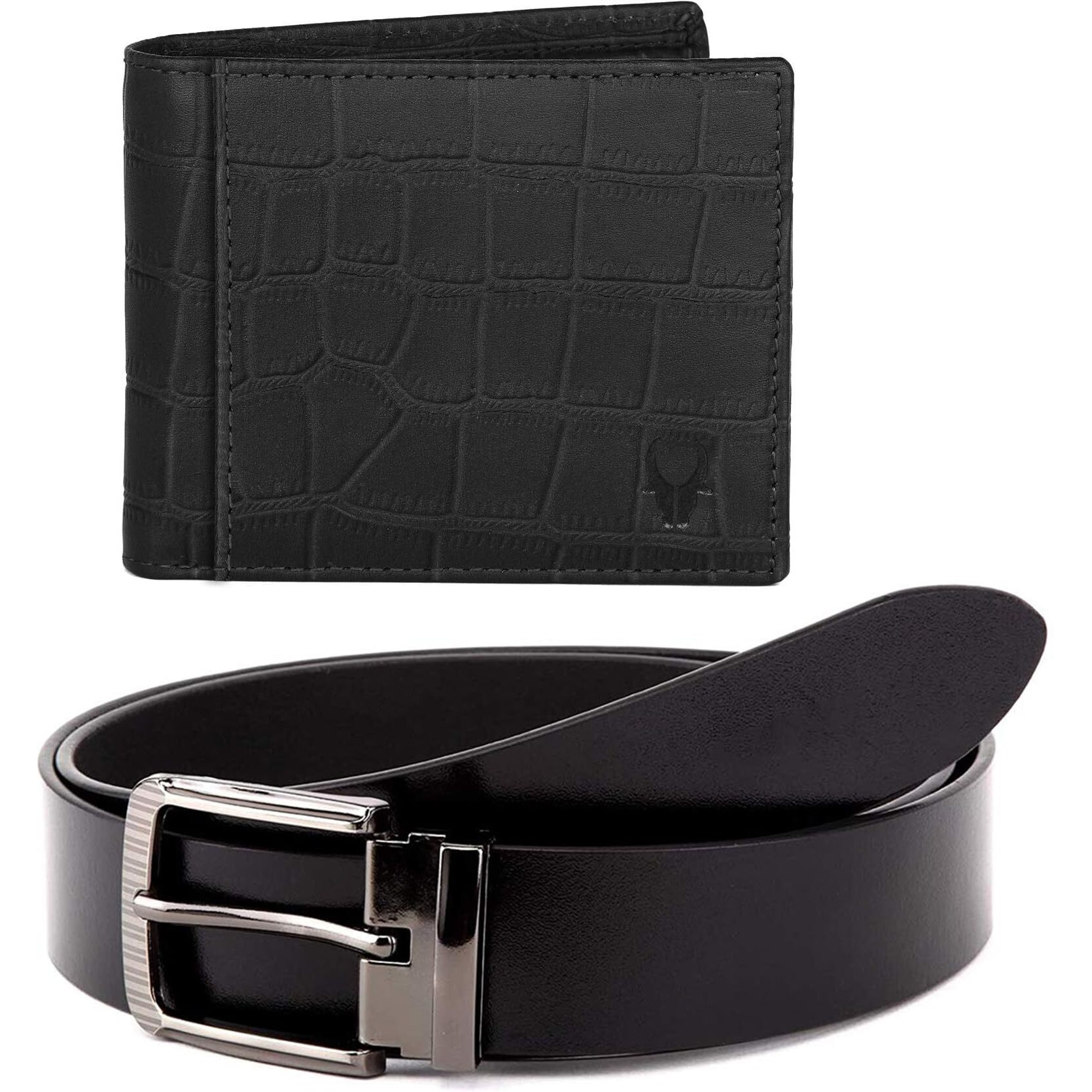 WildHorn Gift Hamper for Men I Leather Wallet & Belt Combo Gift Set I Gift for Friend, Boyfriend,Husband,Father, Son etc (New Black Croco)