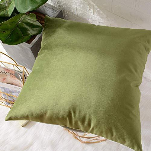 Khooti Velvet Cushion Cover, 30x30 Inch (Olive)(Pack of 3)