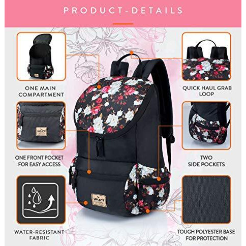 Lunar s Monica - 1 Compartment Water Resistant Stylish Fashion Ladies 19L Backpack Girls School Bag Student Backpack Women Trendy Travel Bag