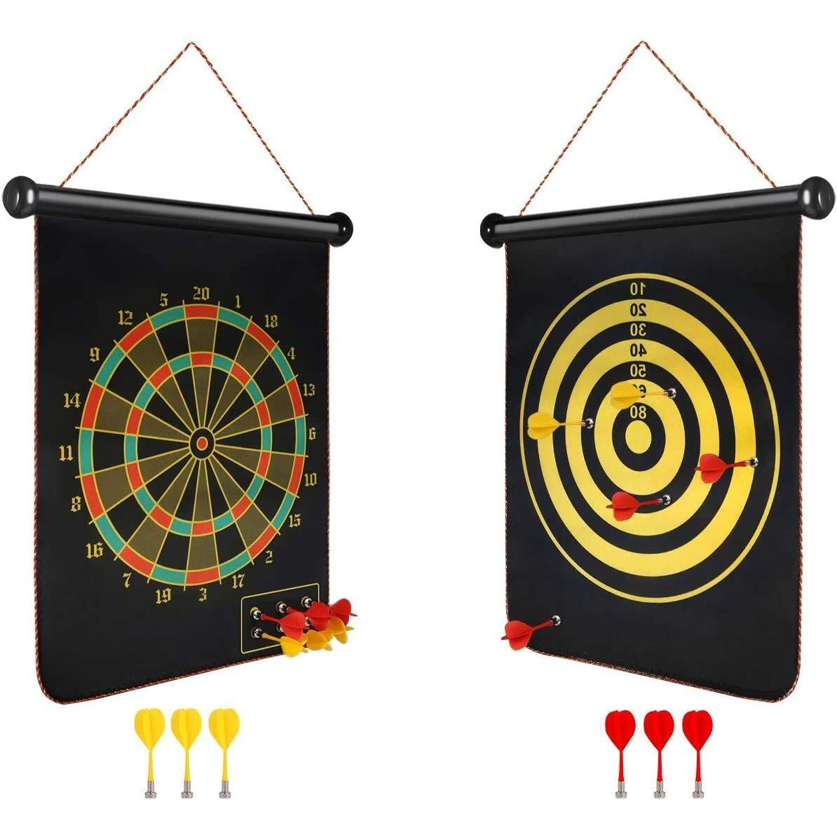 Toyshine 15 Inches Double-Sided Magnetic Dart Board Game with 6 Magnetic Darts | Indoor Outdoor Games for Adults, Kids (SSTP)