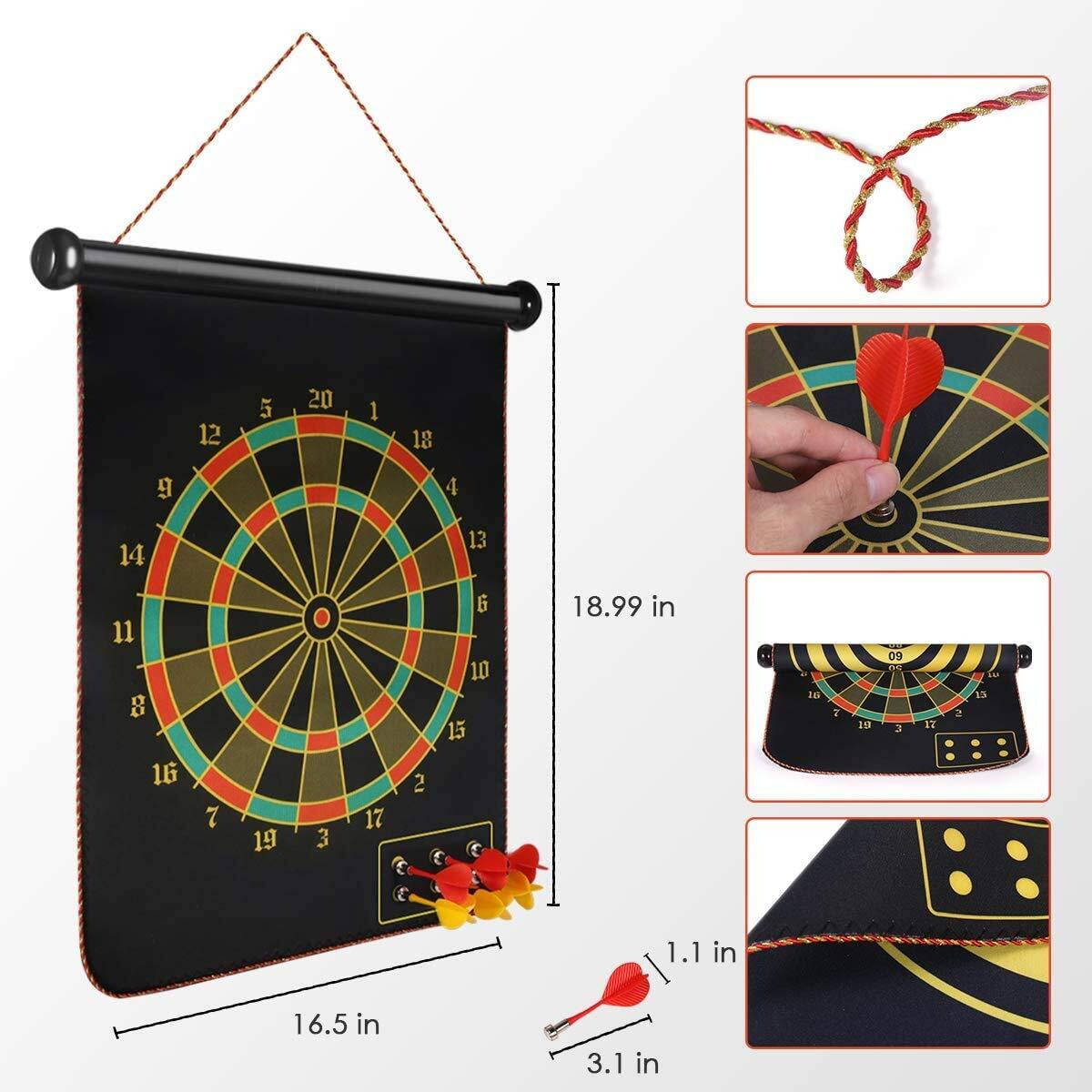 Toyshine 15 Inches Double-Sided Magnetic Dart Board Game with 6 Magnetic Darts | Indoor Outdoor Games for Adults, Kids (SSTP)