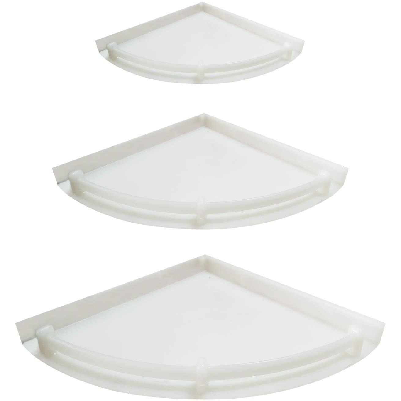 TNT THE NEXT TREND Corner Shelf Unbreakable White Corner Set for Bathroom and Kitchen Shelves (Pack of 3, Plastic)
