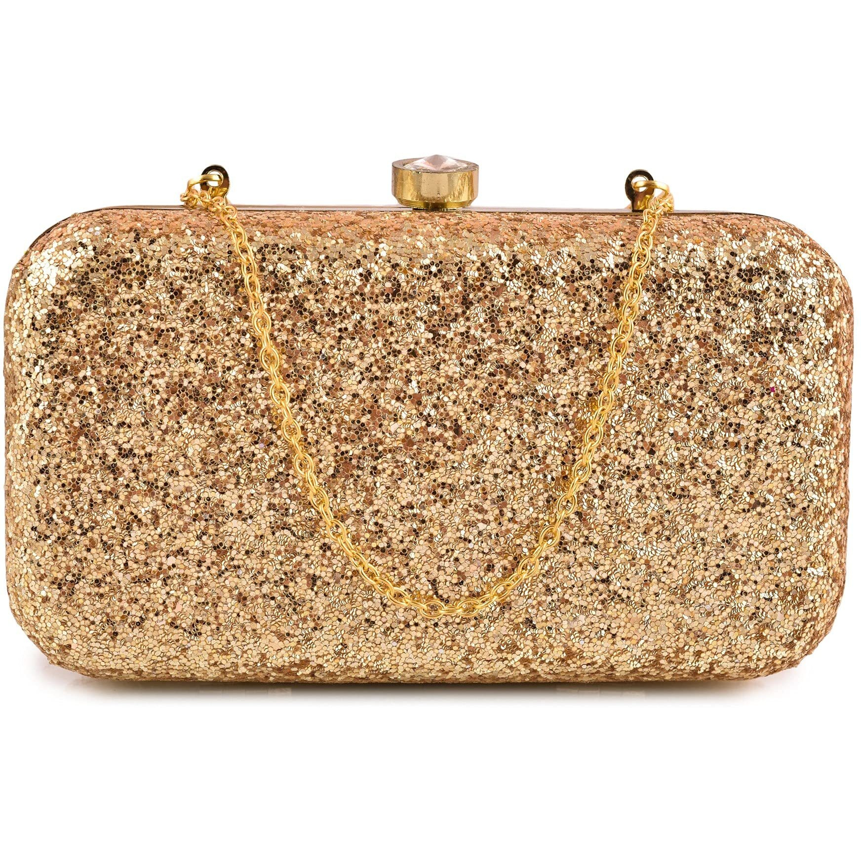 AILTINO Women Box Clutch Stylish and Latest (Metallic Gold)