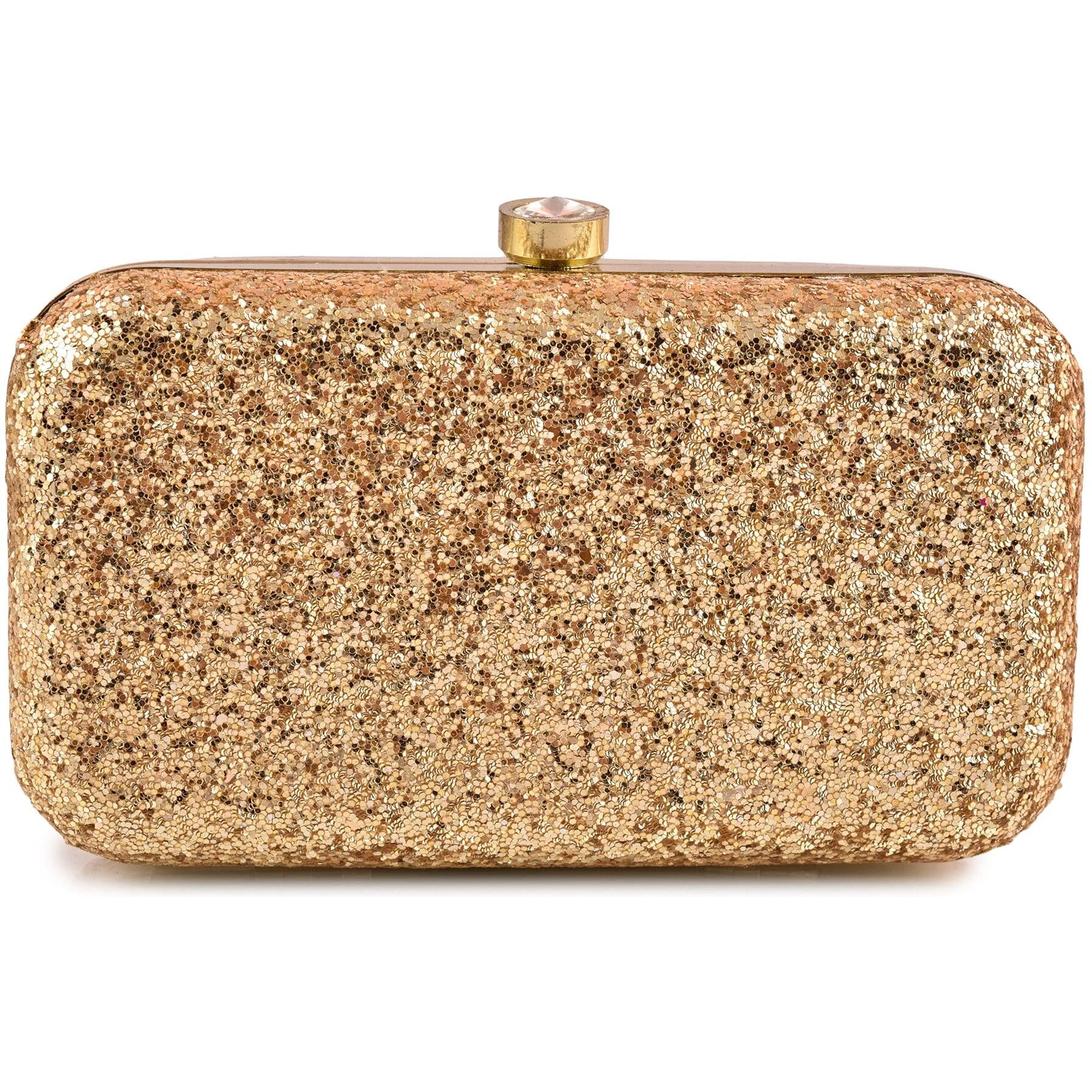AILTINO Women Box Clutch Stylish and Latest (Metallic Gold)