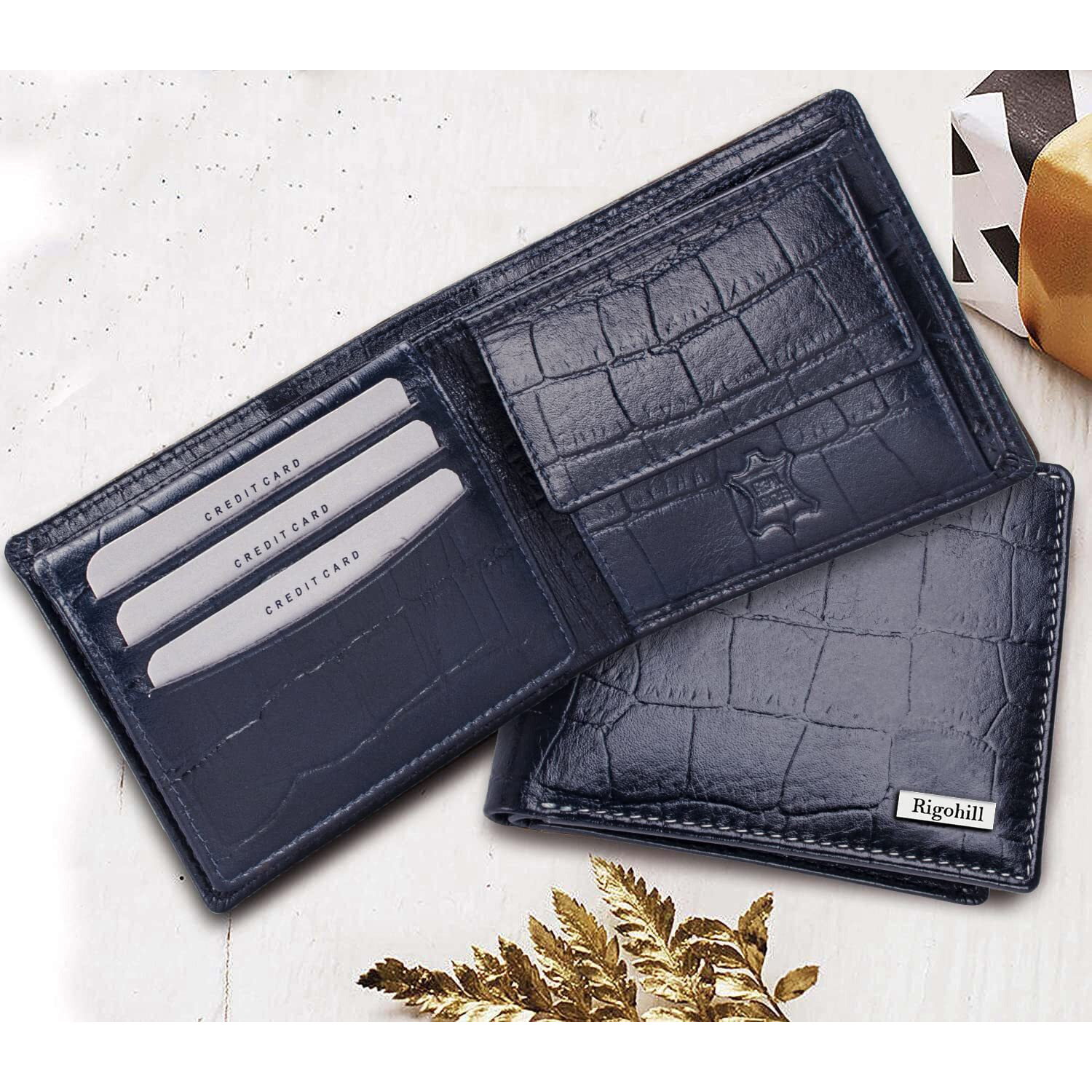RIGOHILL Martin Black Printed Mens Leather Wallet | Leather Wallet for Men | RFID Mens Wallet