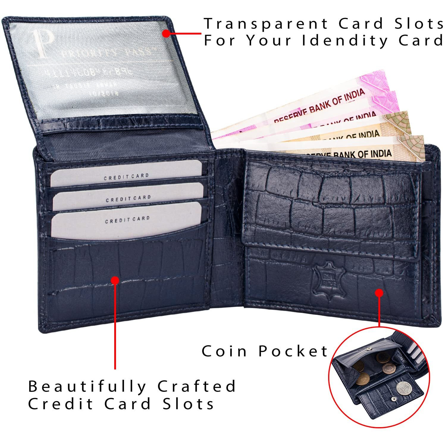 RIGOHILL Martin Black Printed Mens Leather Wallet | Leather Wallet for Men | RFID Mens Wallet