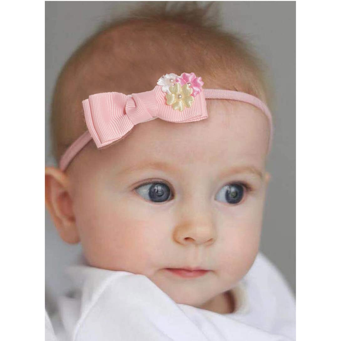 Anzailala 4Pcs Flower Headbands Elastic Floral Hair Band, Bows Wrap Headband For Baby Girls, Infants And Newborns - Multicolor