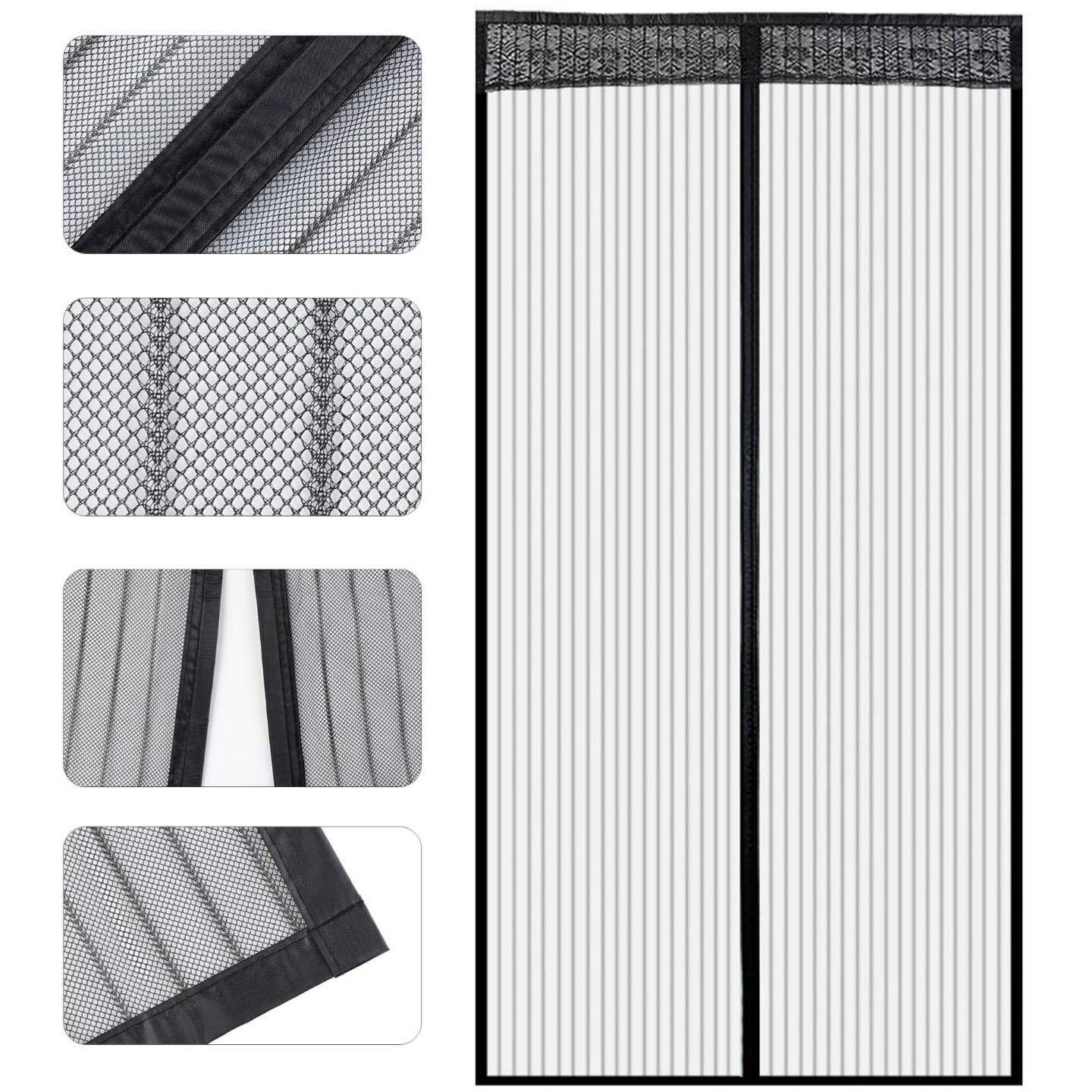 Store2508 Polyester Mesh Mosquito Screen Curtain With Magnets For Main Doors/Balcony Doors/Kitchen Doors (110 * 210 Cms,Black)